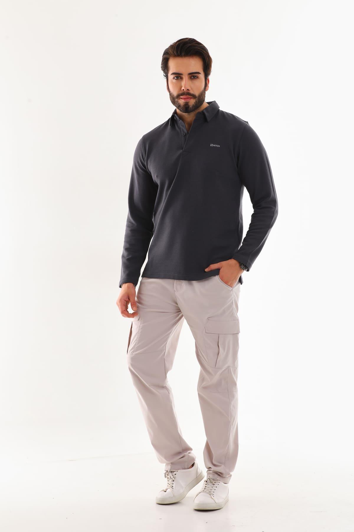 Polo Yaka Otoman Uzun Kol T-Shirt