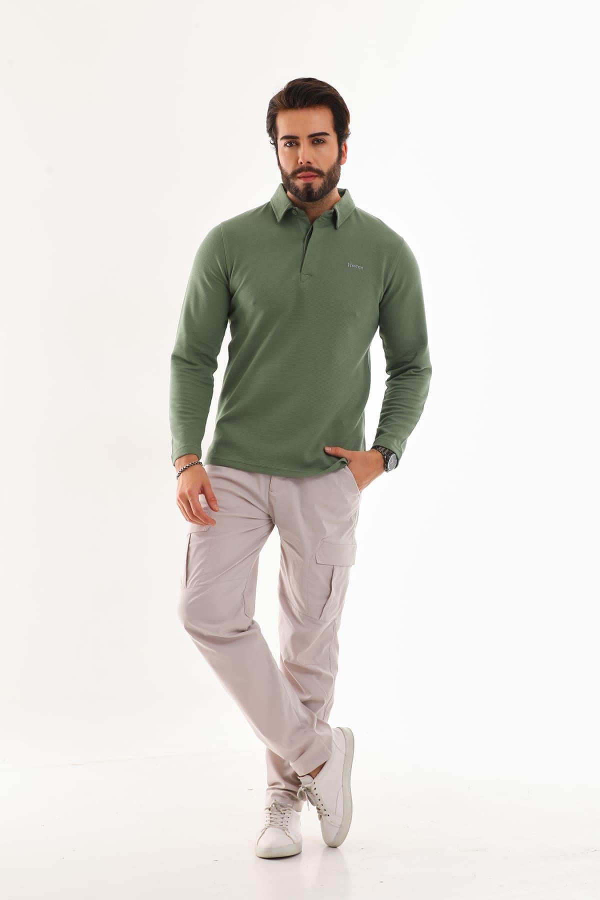 Polo Yaka Otoman Uzun Kol T-Shirt