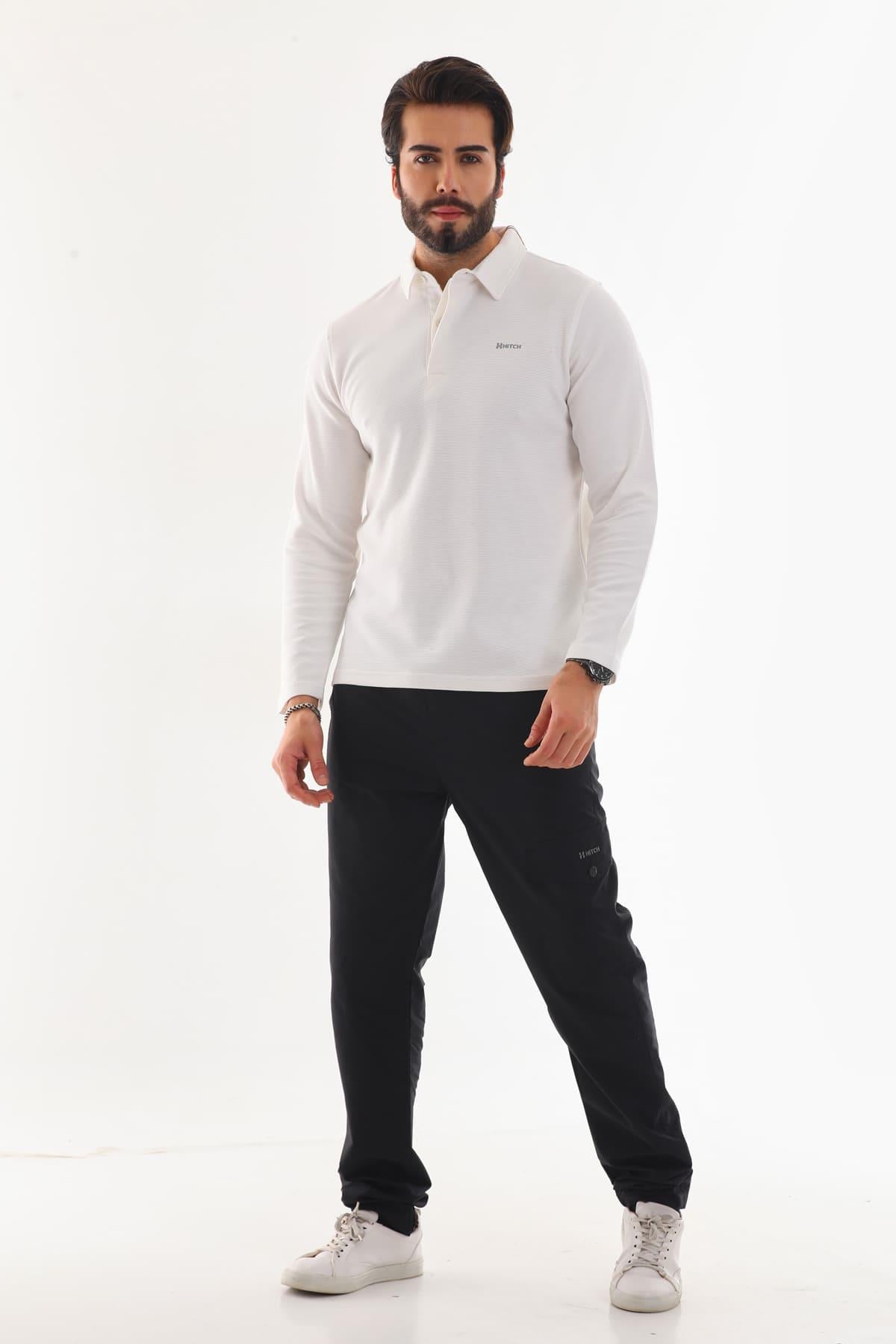 Polo Yaka Otoman Uzun Kol T-Shirt