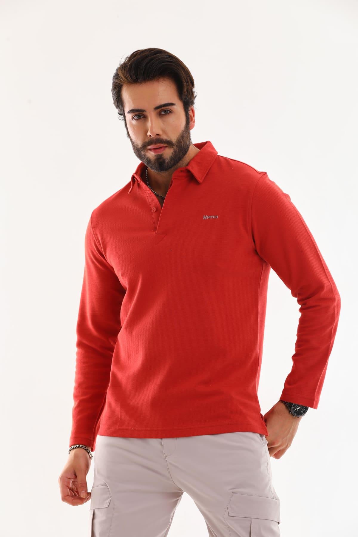 Polo Yaka Otoman Uzun Kol T-Shirt