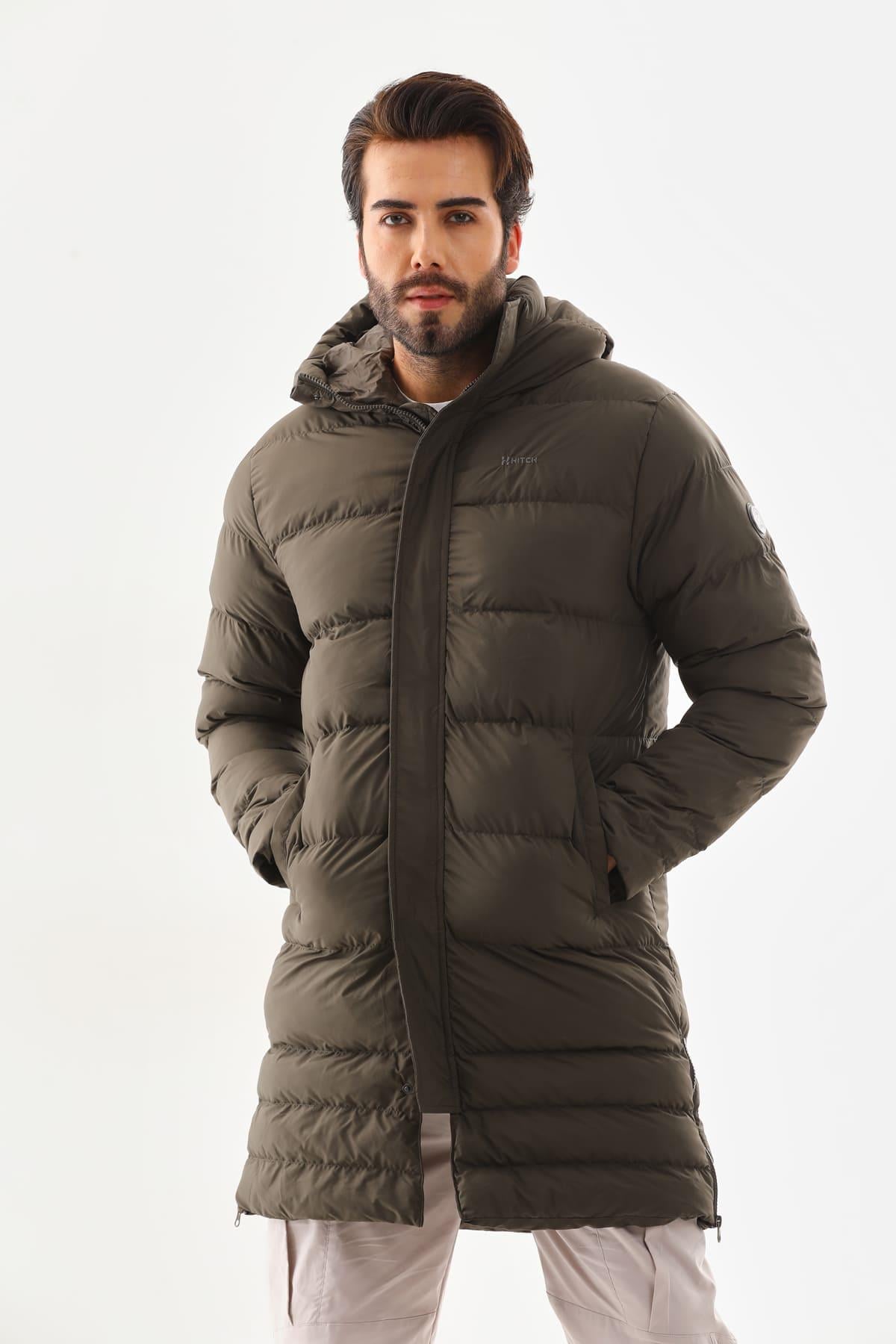 Unisex Şişme Uzun Kapşonlu Mont