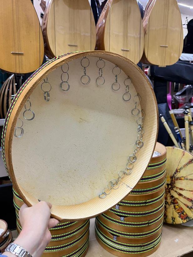 Hayvan (Keçi) Derisi Halkalı Bendir/Def 37 Cm Kılıf Dahil