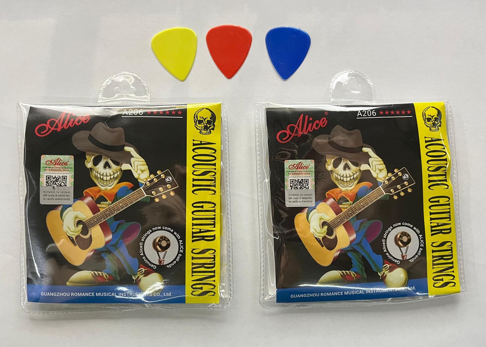 Alice A206 Akustik Gitar Teli - 2 Takım (Paket)- 3 Adet Pena Hediyeli