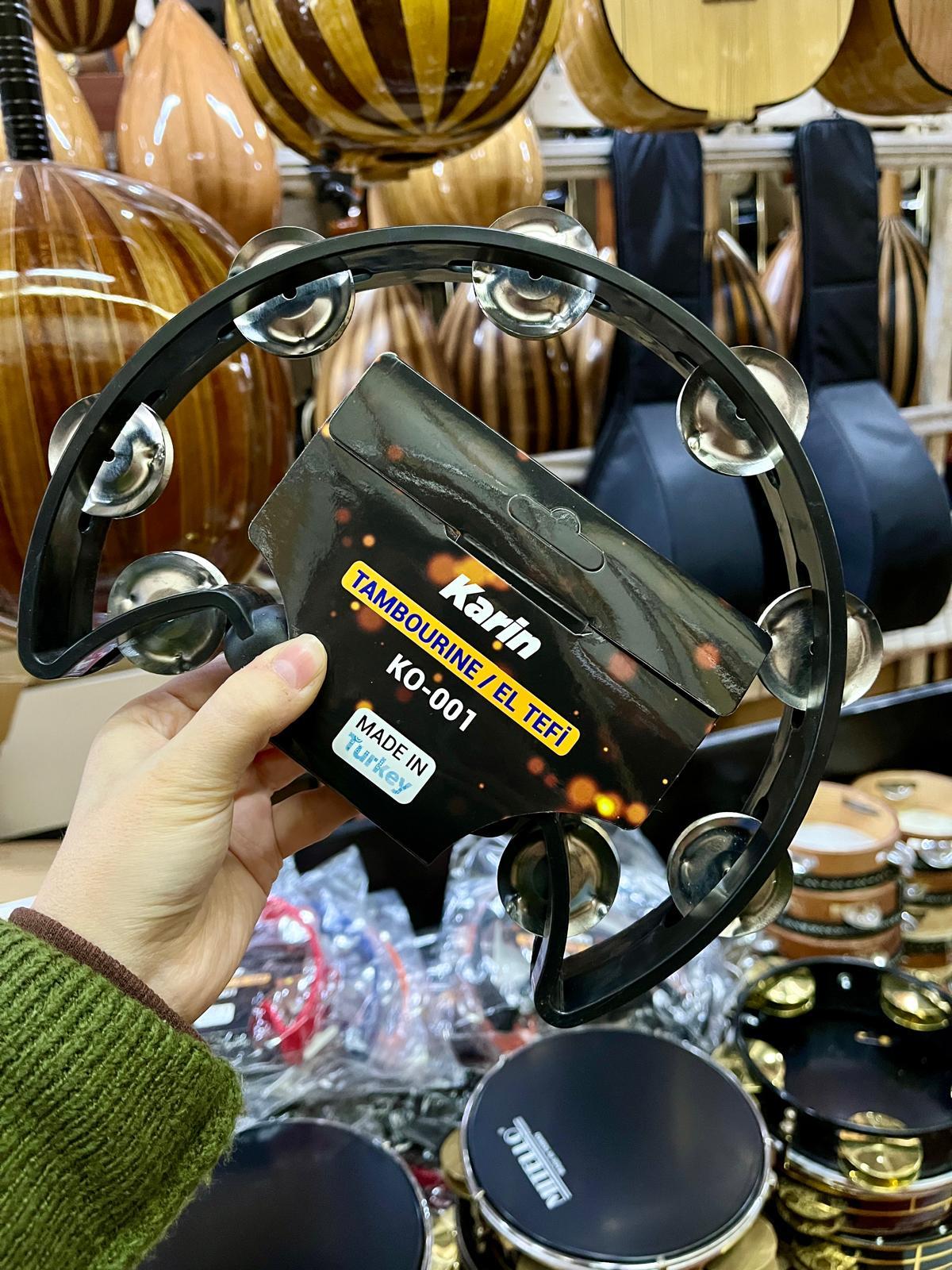 Karin Yarım Ay Zilli El Tefi Siyah-1 adet