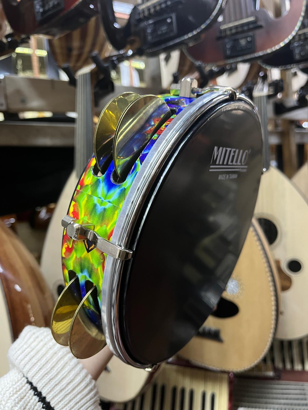 ÇOK RENKLİ ZİLLİ TEF - SİYAH MİTELLO FİLMLİ