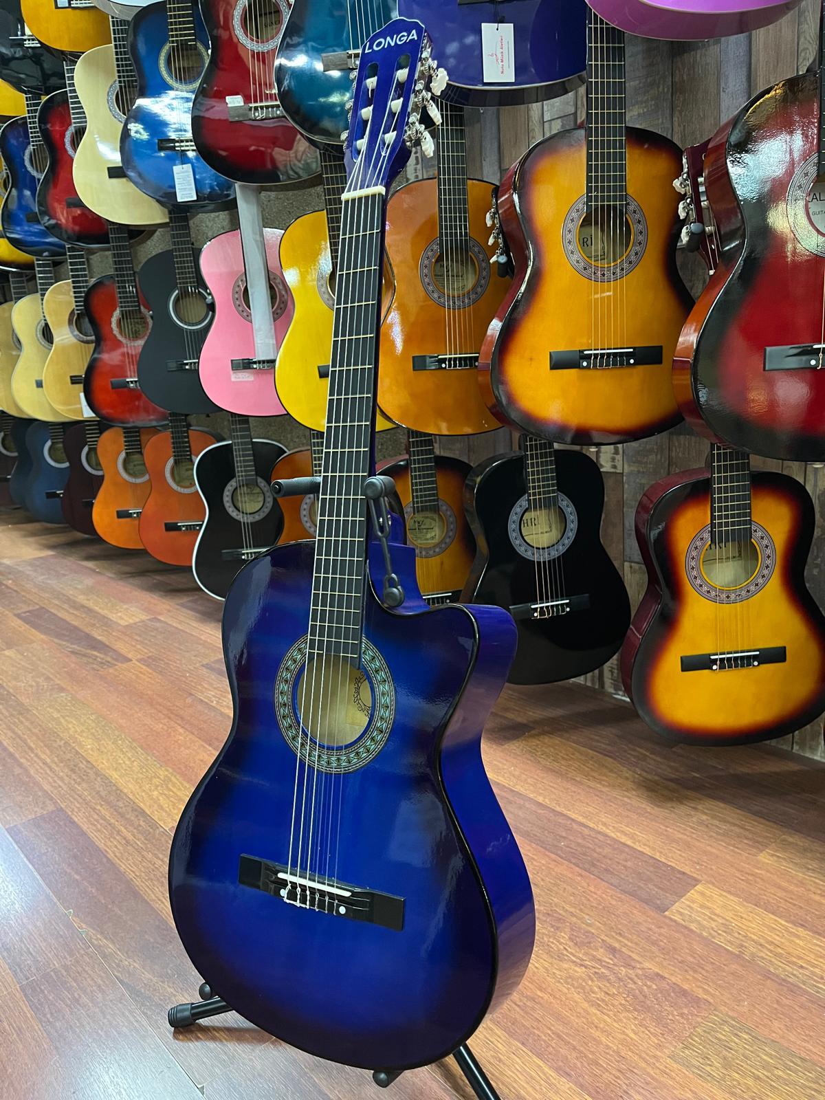 LONGA MAVİ 4/4 TAM BOY KESİK KASA KLASİK GİTAR