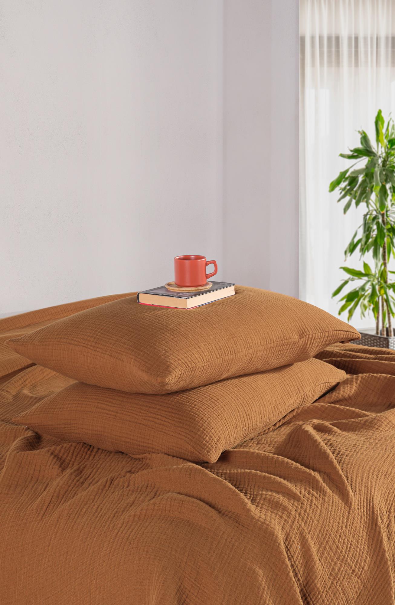 MylasaHome Definite Desenli Camel Yastık Kılıfı 50 x 70 cm