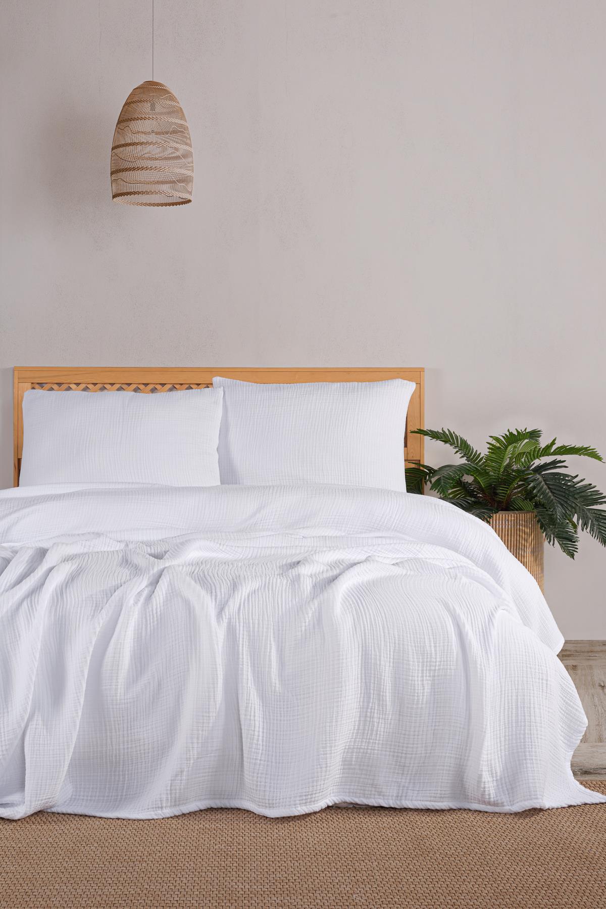 MylasaHome Definite Tek Kişilik Beyaz Yatak Örtüsü Seti 180X230cm