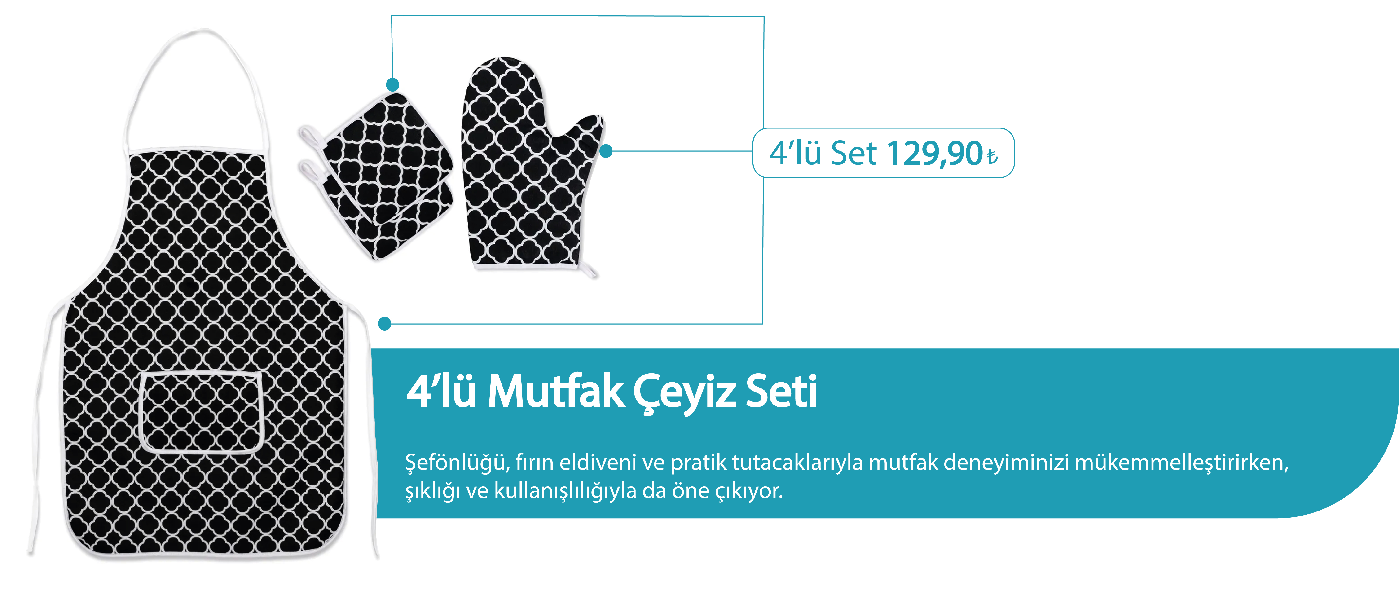 Siyah mutfak çeyiz seti