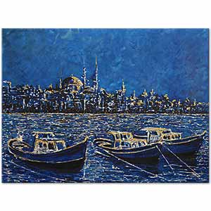 Adviye Özküçük Mavide İstanbul Kanvas Tablo