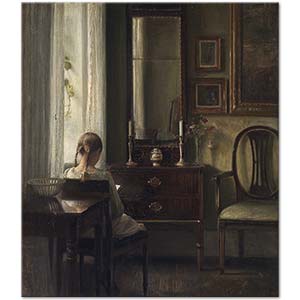 Carl Vilhelm Holsoe Interior With A Girl Reading Art Print
