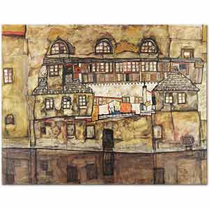 Egon Schiele House Wall on the River Art Print