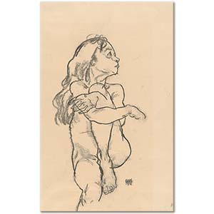 Egon Schiele Seated Nude Girl Clasping Her Left Knee Art Print