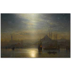 Ernst Koerner Night View Over The Bosphorus Art Print