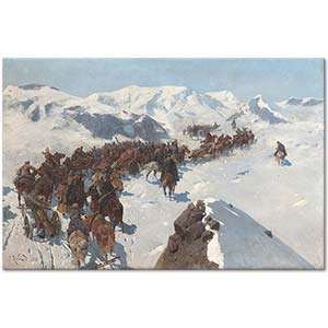 Franz Roubaud Count Argutinsky crossing the Caucasian Range Art Print