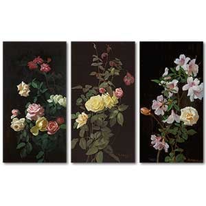 George Cochran Lambdin Still Life with Roses 3 Pieces Set Art Print