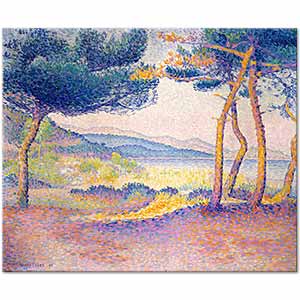 Henri Edmond Cross Kıyıda Çam Ağaçları Kanvas Tablo