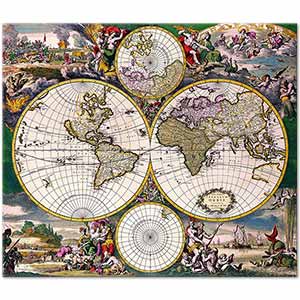 Tarihi Dünya Haritası 01 Kanvas Tablo