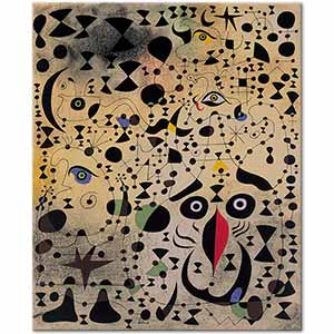 Joan Miro Güzel Kuşun Sevgililere Gizemi Anlatması Kanvas Tablo