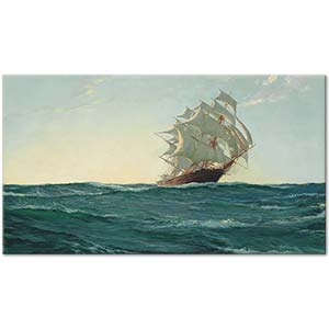 Montague Dawson Full Sail Sunset Art Print