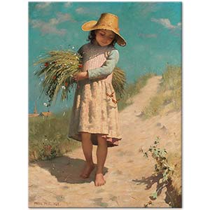 Paul Peel The Young Gleaner or The Butterflies Art Print