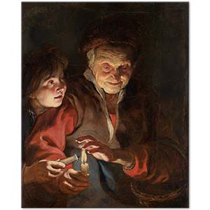 Peter Paul Rubens Old Woman and Boy with Candles Art Print