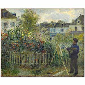 Pierre Auguste Renoir Claude Monet Painting in his Garden at Argenteuil Art Print
