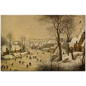 Pieter Bruegel Winter Landscape with Ice Skaters and Bird Trap Art Print