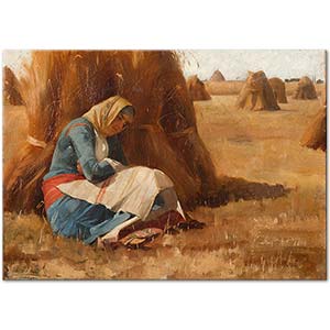Theodore Ralli Resting by a Haystack Art Print