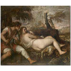 Titian Peri Kızı ve Çoban Kanvas Tablo