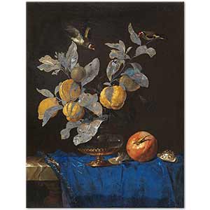 Willem van Aelst Çiçekler ve Meyve Kanvas Tablo