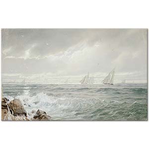 William Trost Richards Yachts Off Newport Art Print