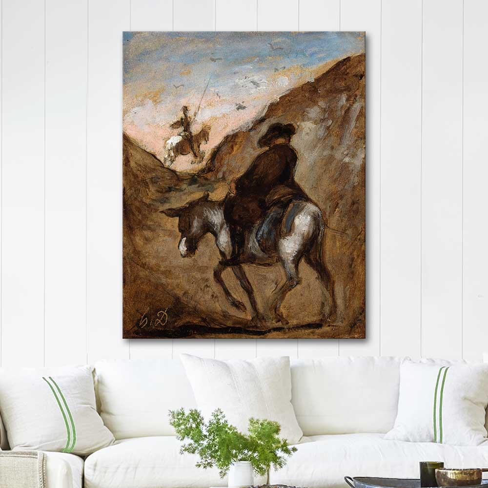 Tableau Mural Honoré Daumier - Don Quichotte Et Sancho Panza, Prêt à Accrocher, Neuf