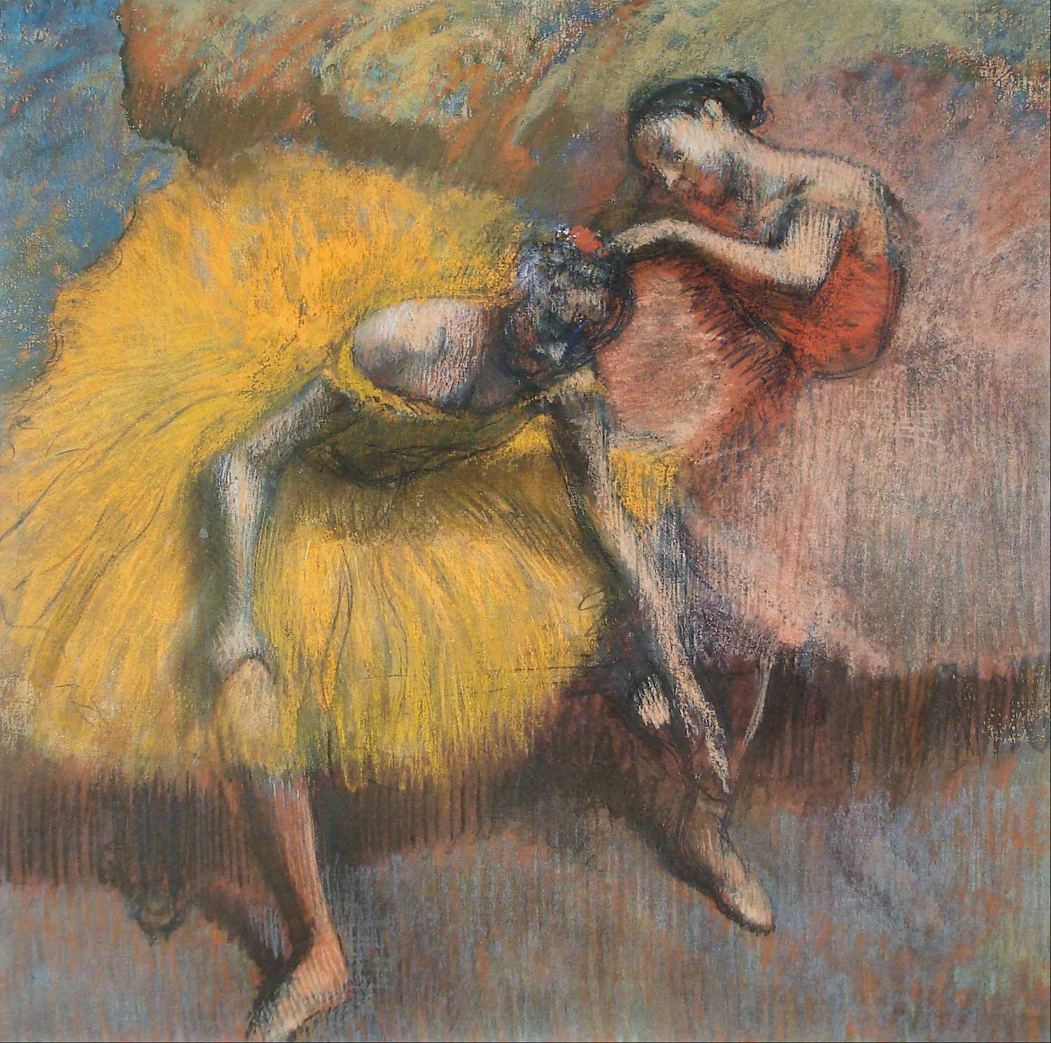 Edgar Degas Two Yellow And Pink Dancers Art Print | CANVASTAR ®