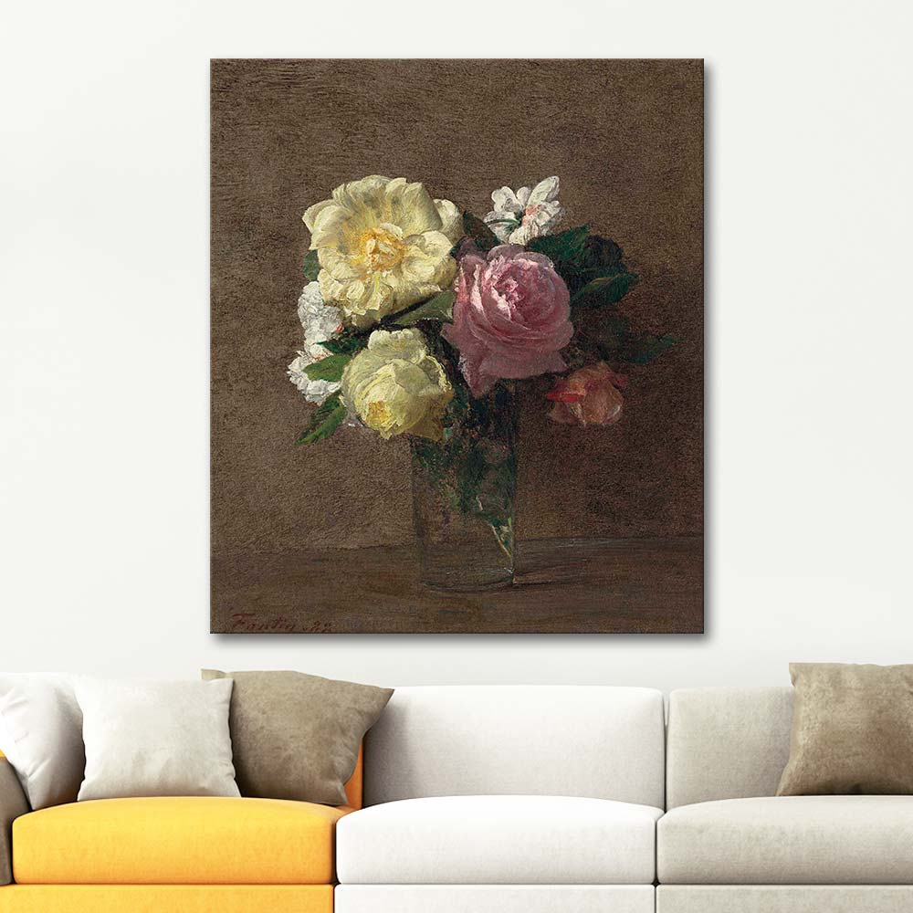 Henri Fantin Latour Roses In A Straight Glass Art Print | CANVASTAR