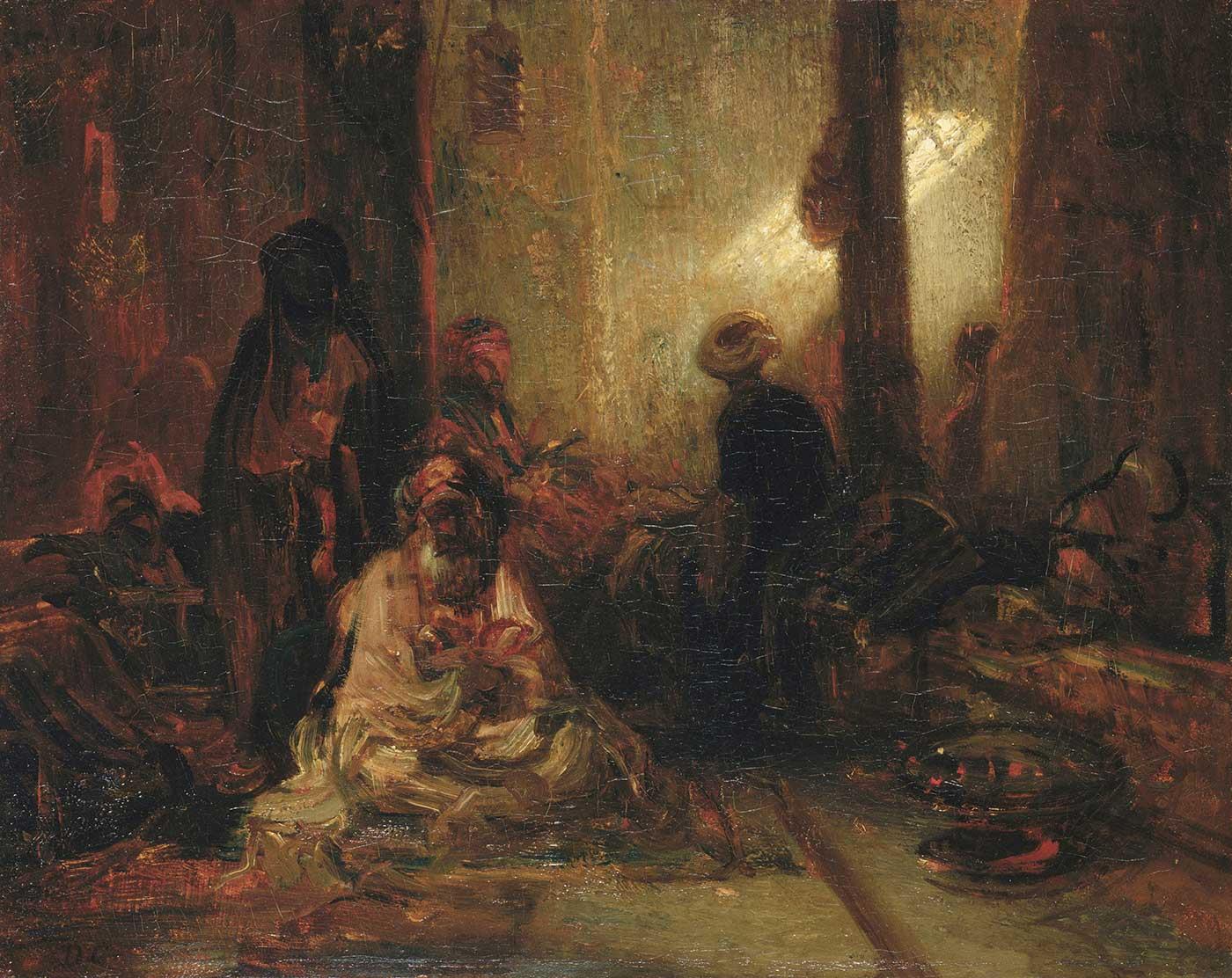 Alexandre-Gabriel Decamps Türk Kahvehanesinde Kanvas Tablo