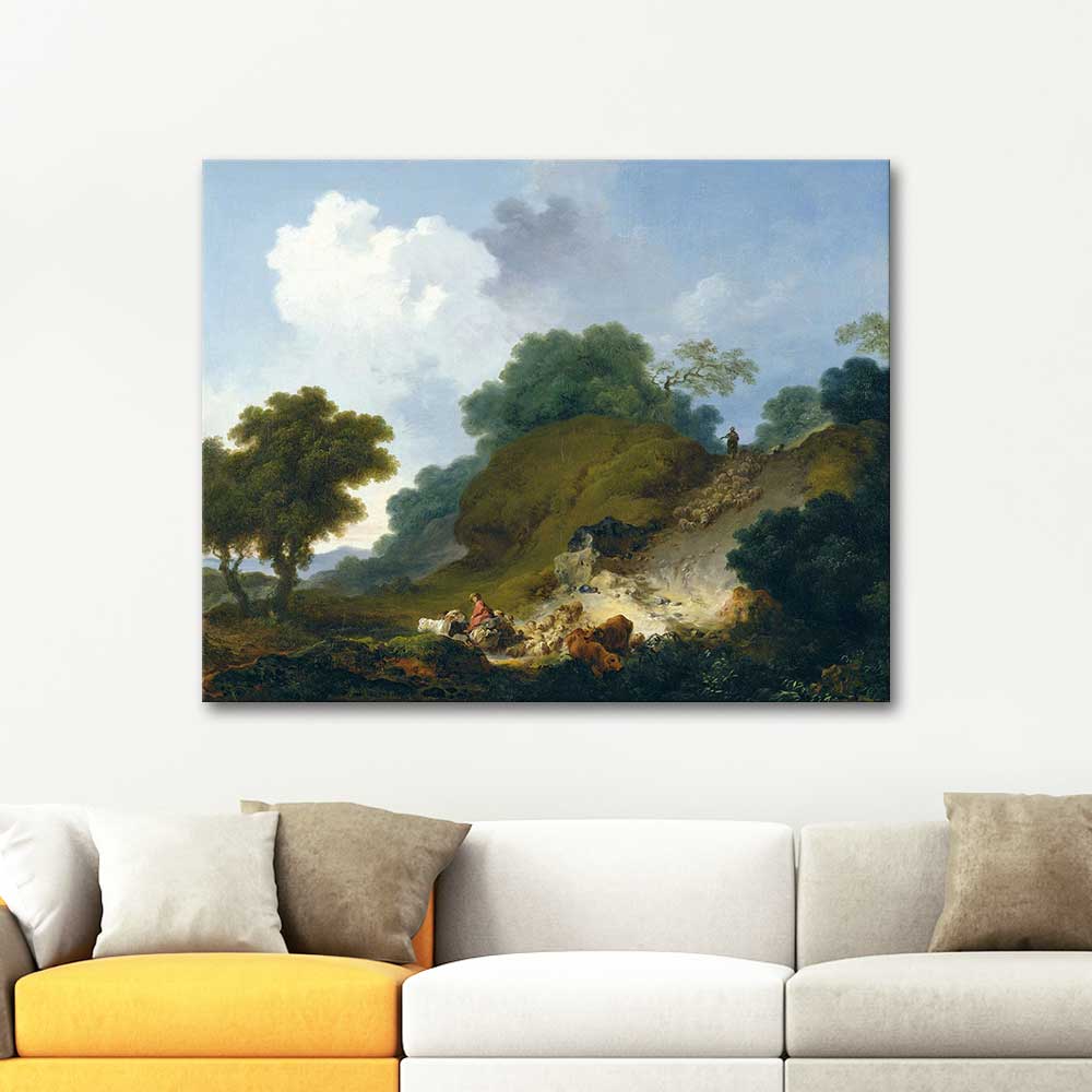 Jean Honore Fragonard Landscape with Shepherds Art Print | CANVASTAR