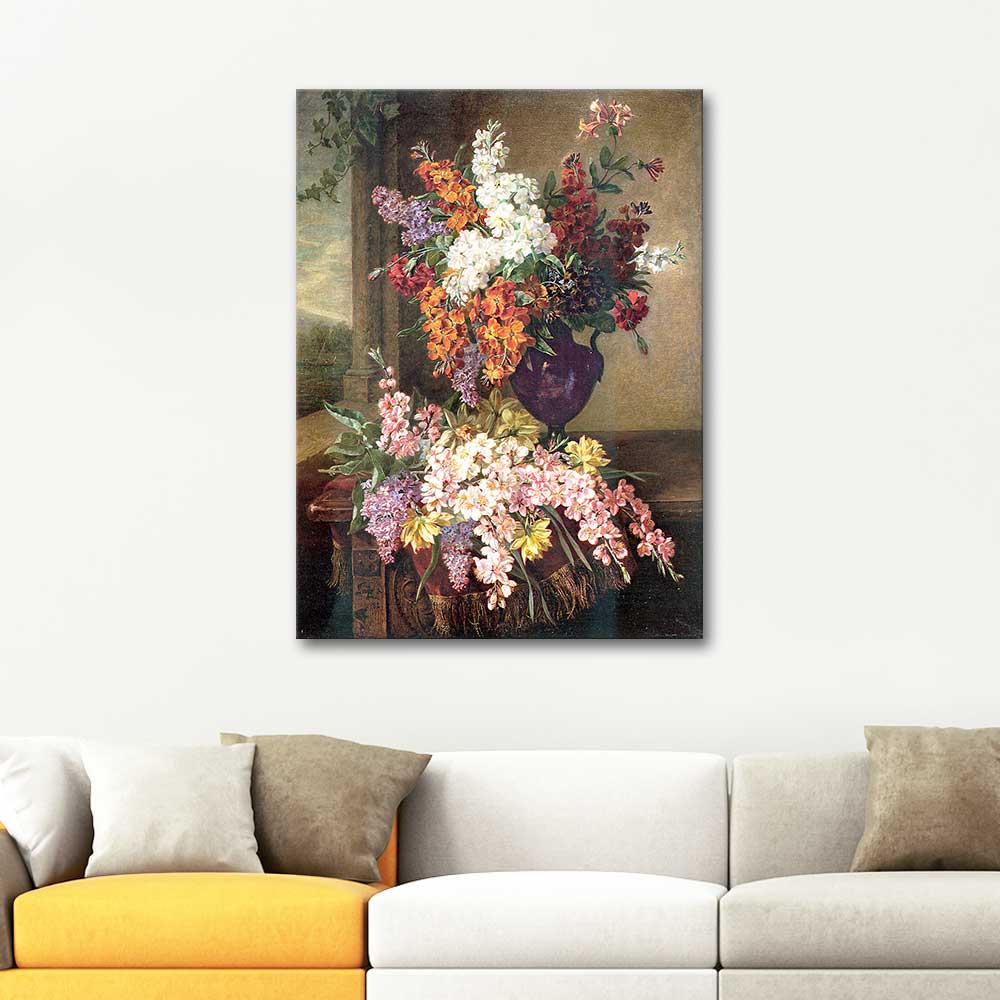 Jean-Pierre Lays Cherry Blossom on Draped Table Art Print | CANVASTAR