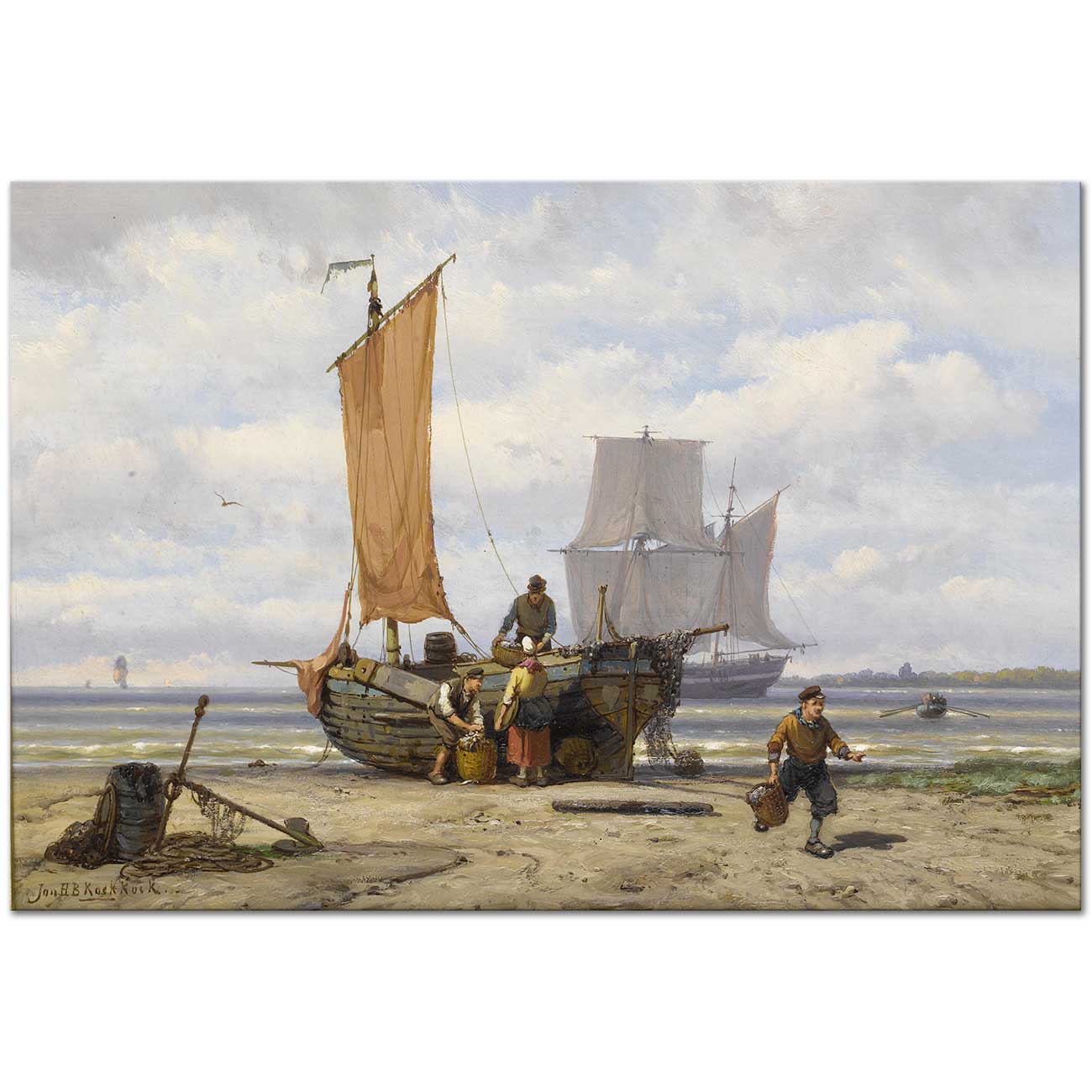 Johannes Hermanus Barend Koekkoek Unloading The Catch | Art Print ...