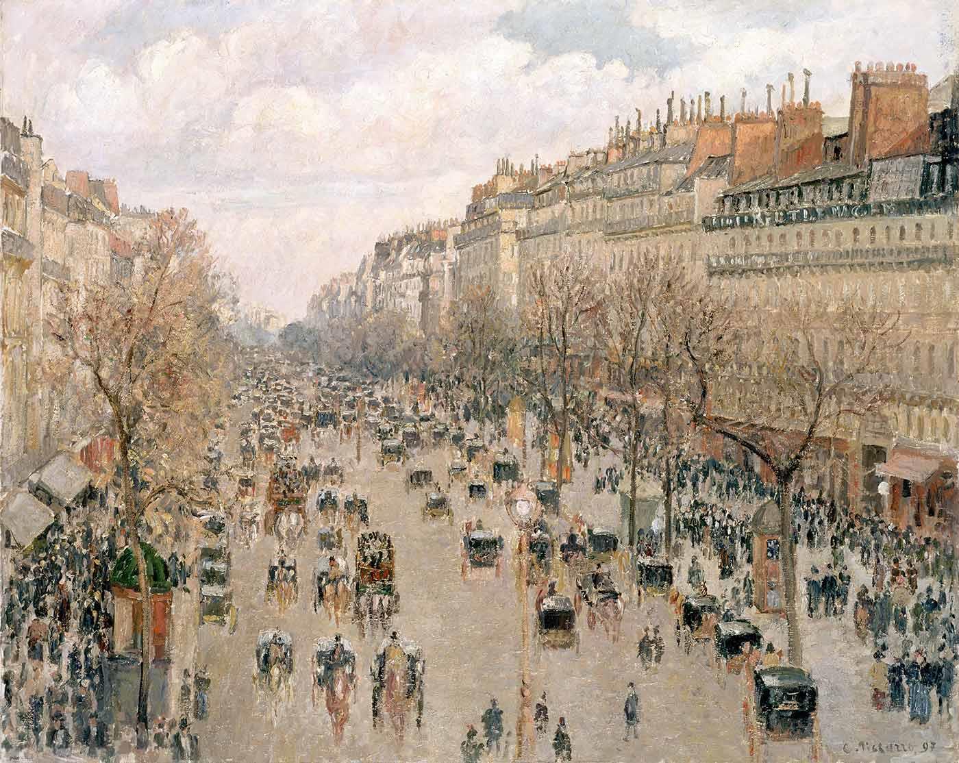 絵画 Camille Pissarro Camille Pissarro Montmartre Bulvarı Manzarası Kanvas Tablo
