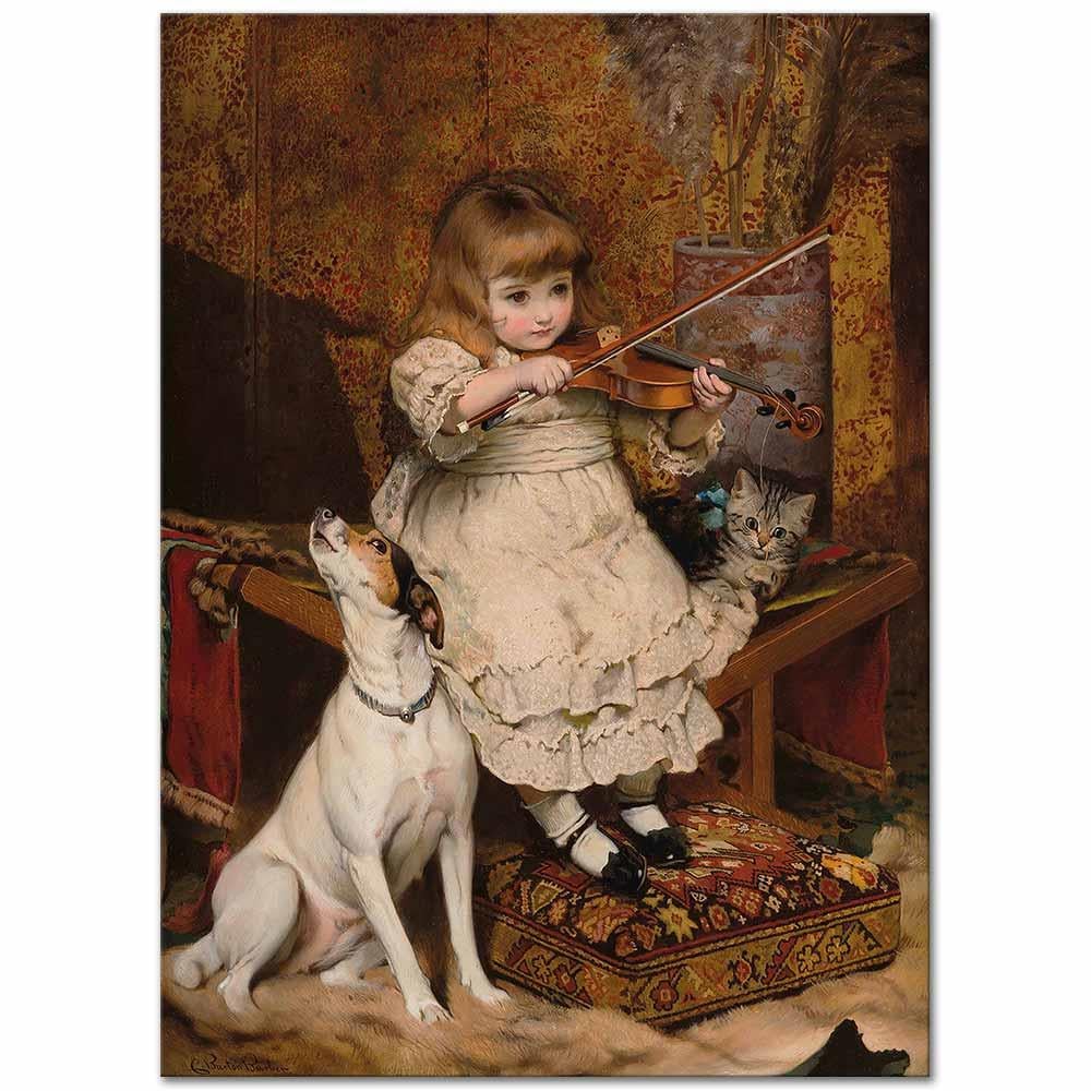 木版画 Khyber 1910 Charles van Bunschooten Charles Burton Barber Küçük Kemancı Kanvas Tablo | CANVASTAR ®