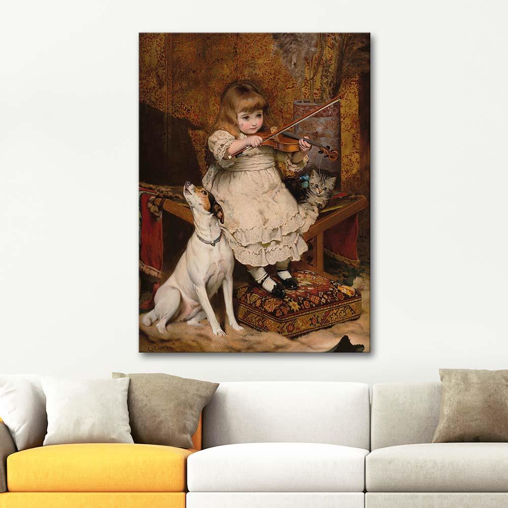 Charles Burton Barber Küçük Kemancı Kanvas Tablo | CANVASTAR ®