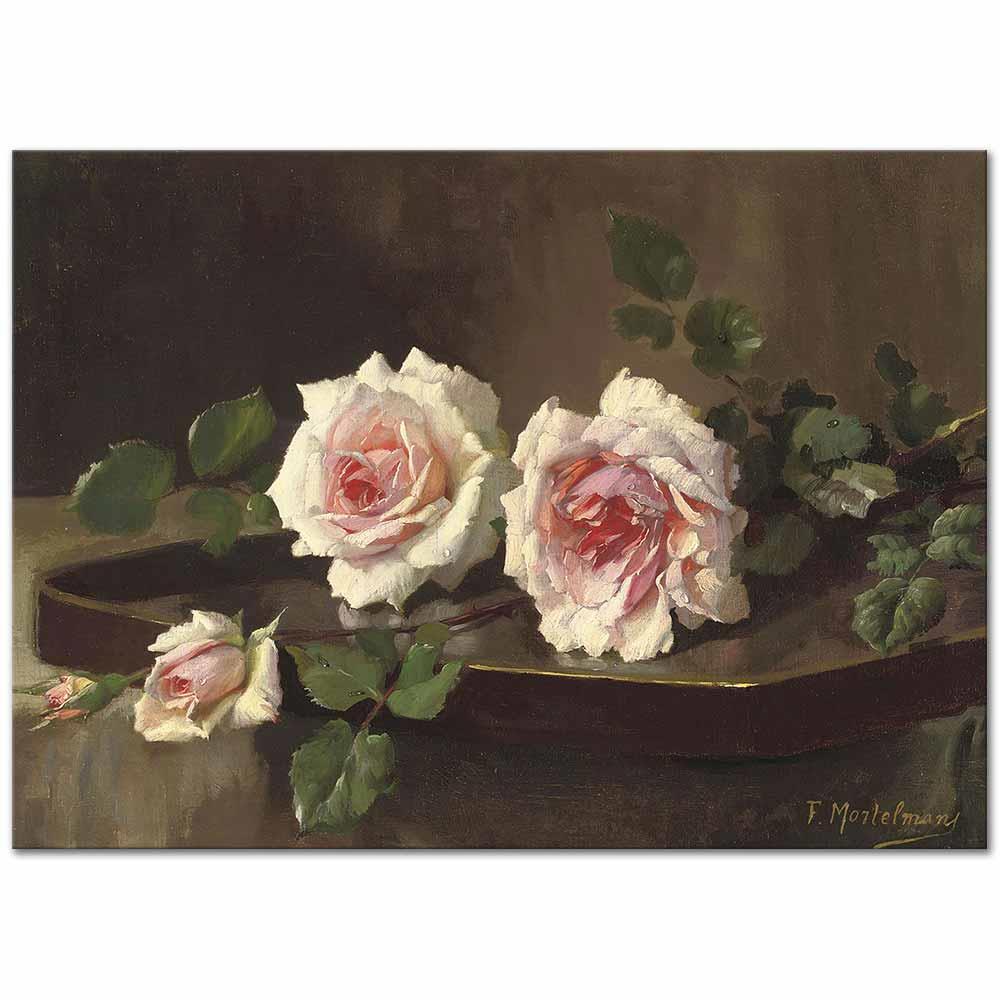 Two Pink Prince de Bulgarie Roses by Frans Mortelmans as Art Print ...