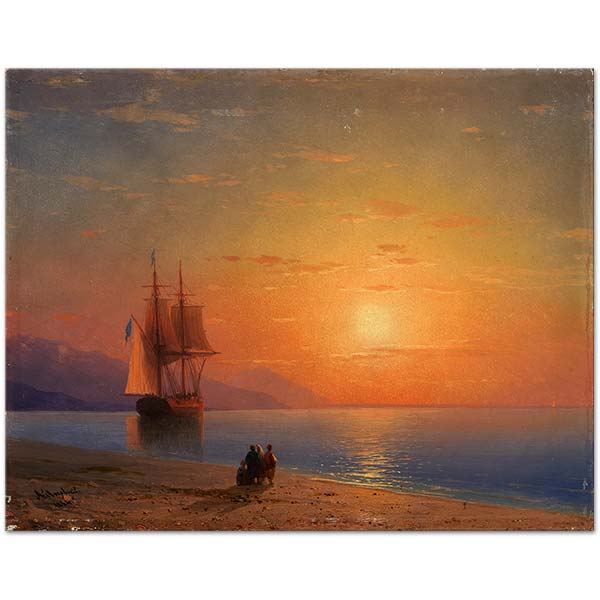 Ayvazovsky Sahilde Günbatımı Kanvas Tablo
