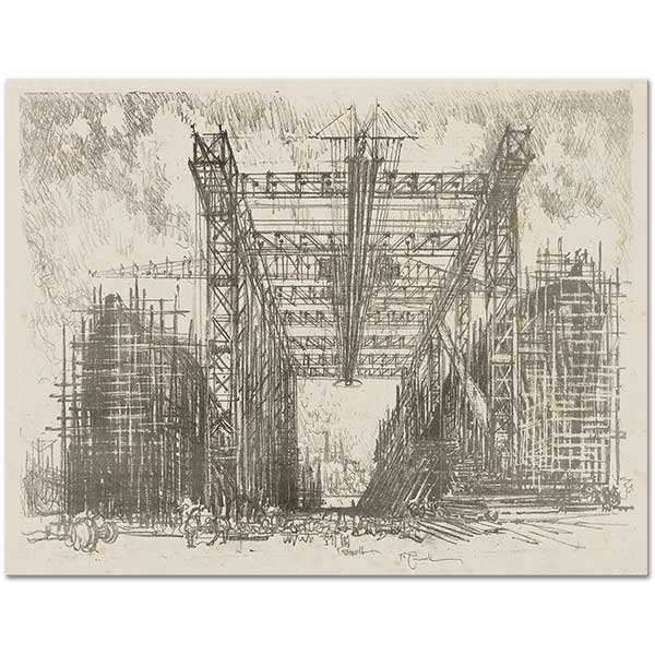 Joseph Pennell The Gantry (A Merchant Shipyard) Art Print