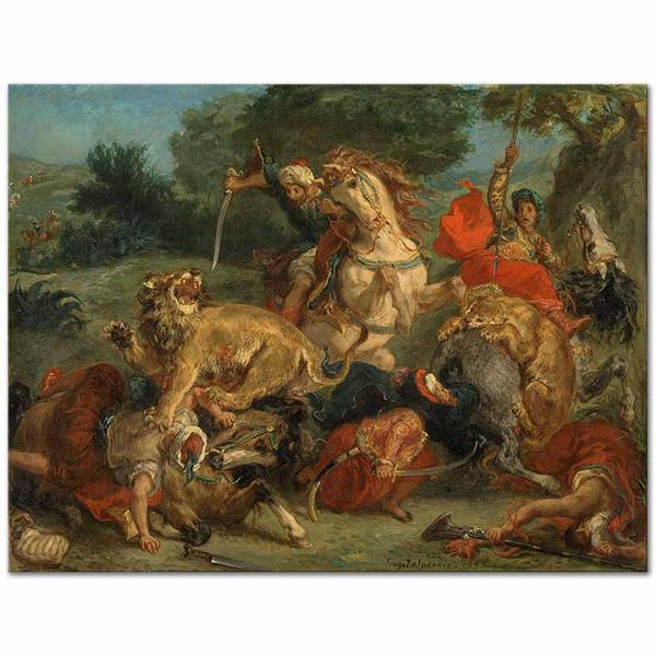 Eugene Delacroix Aslan Avı Kanvas Tablo | CANVASTAR ®