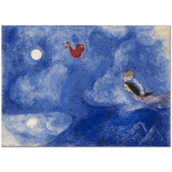 Marc Chagall Aleko ve Zemphira Ay Işığında Kanvas Tablo