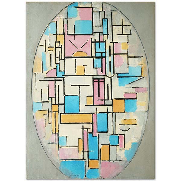 Piet Mondrian Composition in Oval with Color Planes 1 Art Print