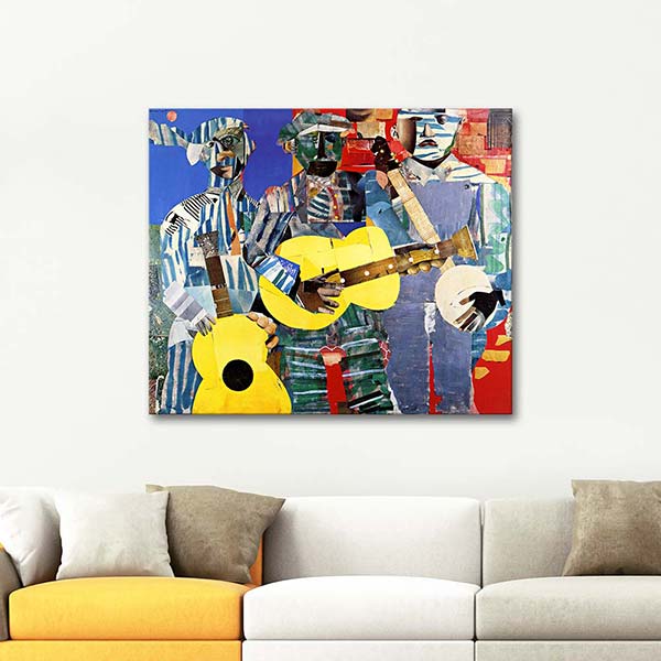 Three Folk Musicians by Romare Bearden as Art Print | CANVASTAR