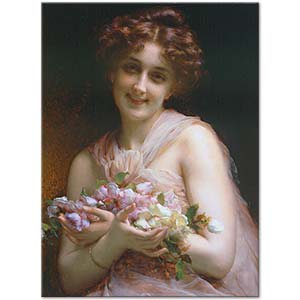 Adolphe Piot Girl With Flowers Art Print